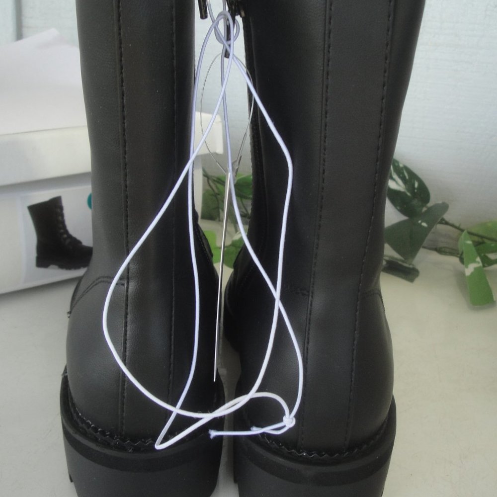 A New Day Black Combat Style Boots Ladies Size 9 - Picture 7 of 12